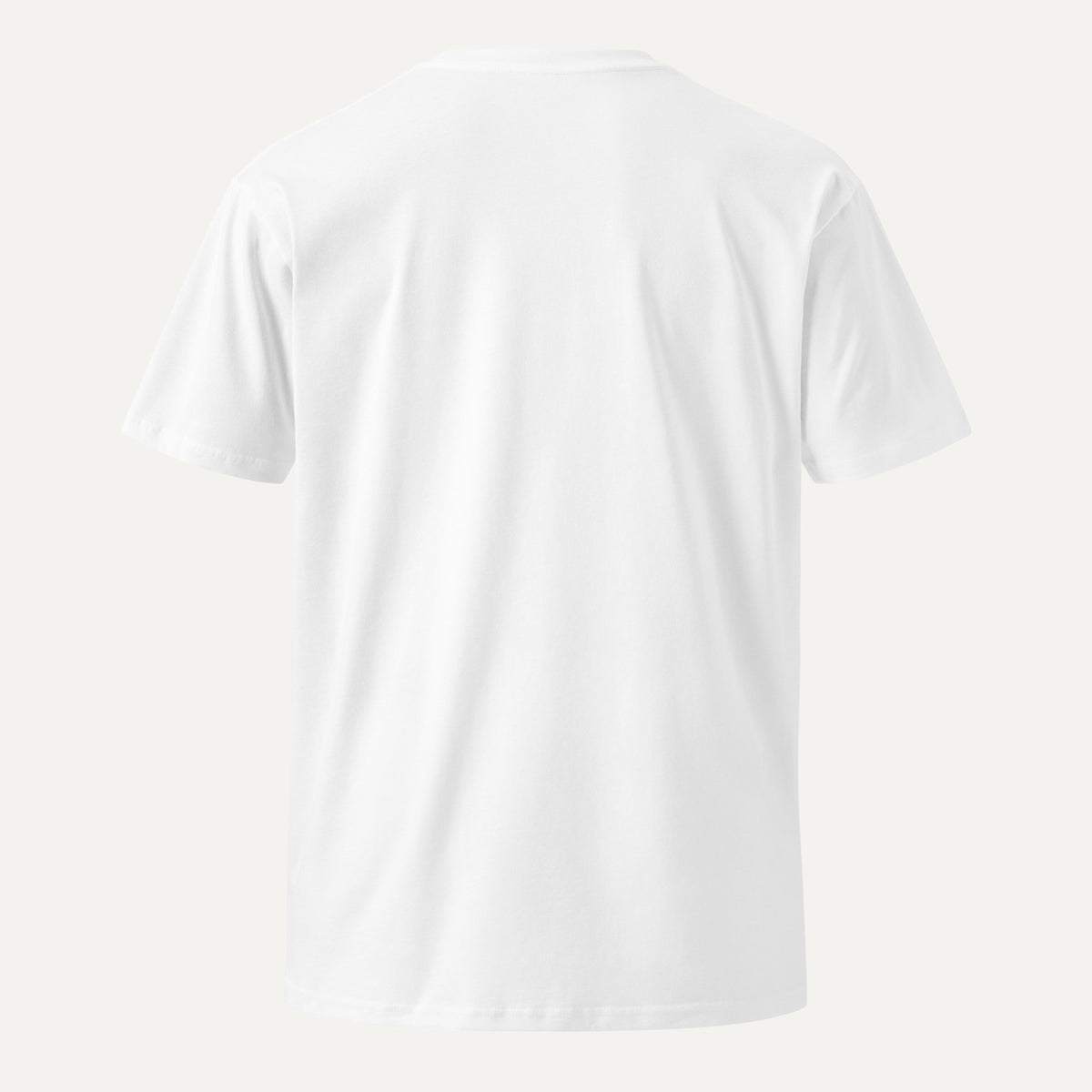 Plain white t-shirt on a light gray background