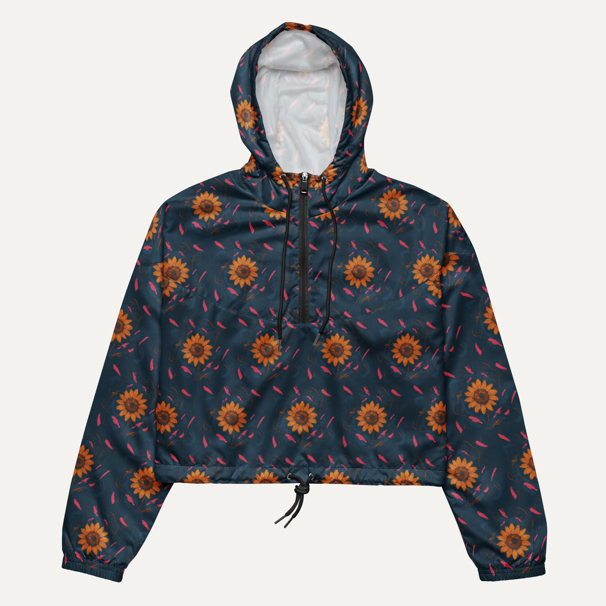 Blue hooded jacket with a brand logo on a white background
